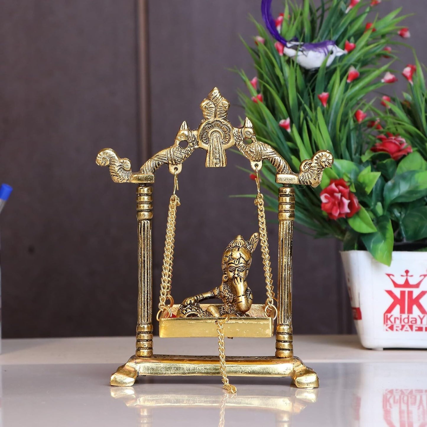 Buy KridayKraft Laddu Gopal on Jhulla Palana Metal Statue