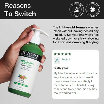Soulflower Rosemary Argan Conditioner for Dry & Frizzy Hair, Damage Repair, Cocoa & Shea Butter