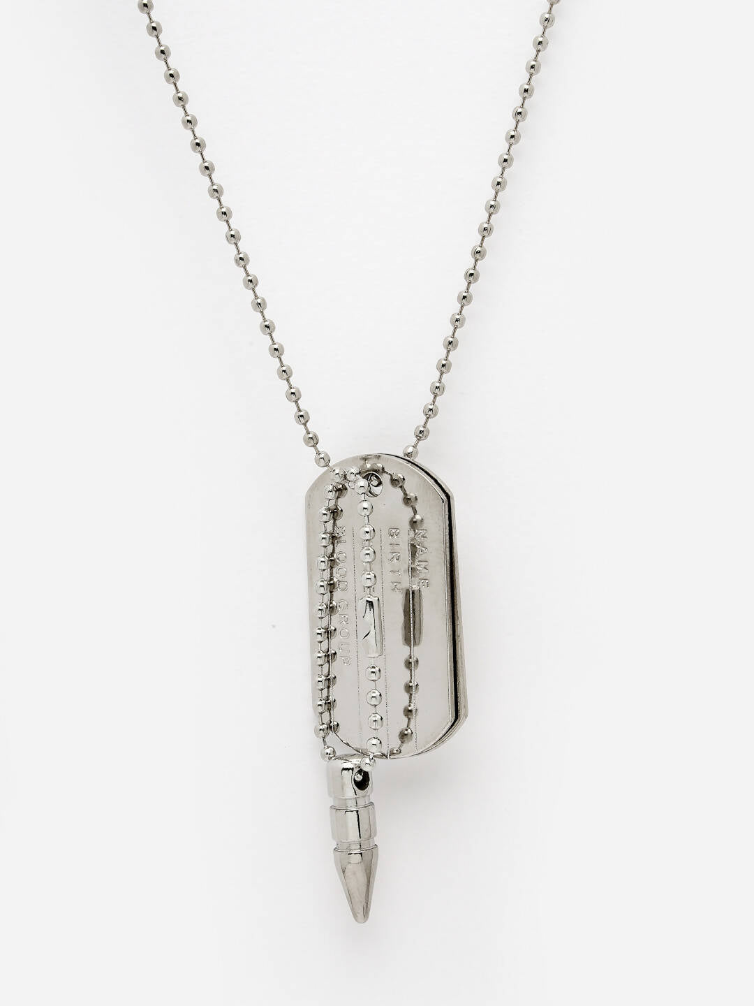 NVR Men Silver Plated Milletry Style Pendent With Chain