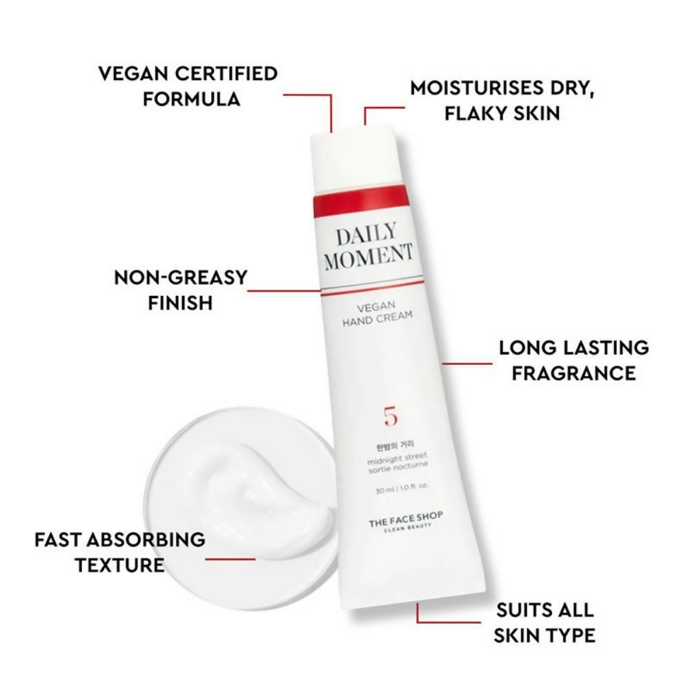 The Face Shop Non-Greasy Vegan Hand Cream - Midnight Street With Hyaluronic Acid