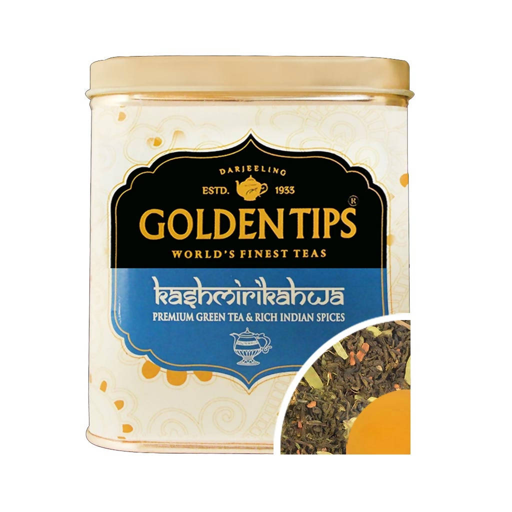 Golden Tips Kashmiri Kahwa Green Tea - Tin Can