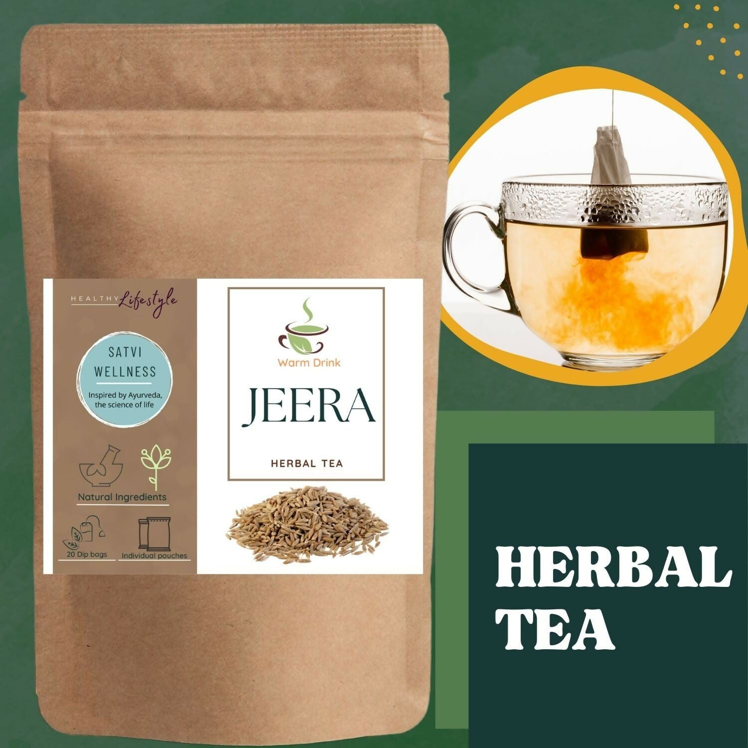 Satvi Wellness Jeera Tea Bags | Cumin Tea