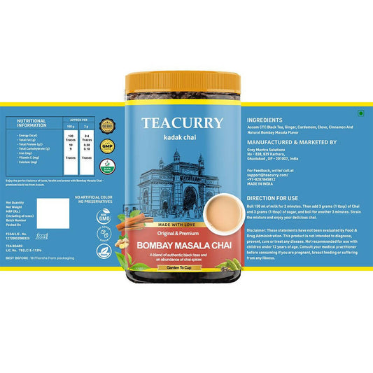 Buy Teacurry Bombay Masala Chai Powder from DrMediCart, Ship from India to USA