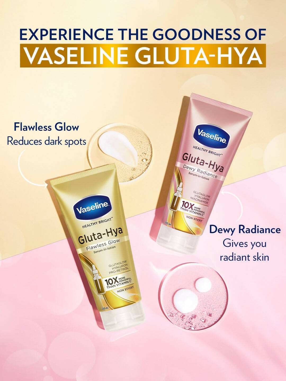 Vaseline Gluta Hya Serum-in-Lotion - Dewy Radiance & Flawless Glow Combo - Drmedicart