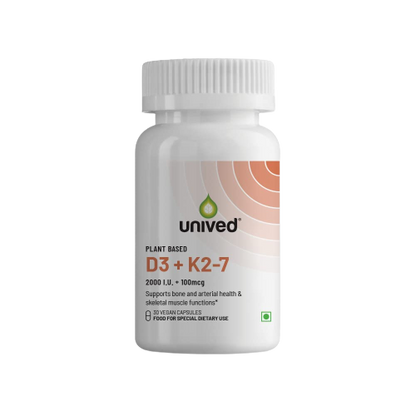 Unived Plant Based D3+K2 -7 Vegan Capsules