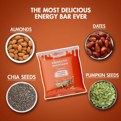 Sorich Organics Multigrain Energy Mini Bars Orange Cashew