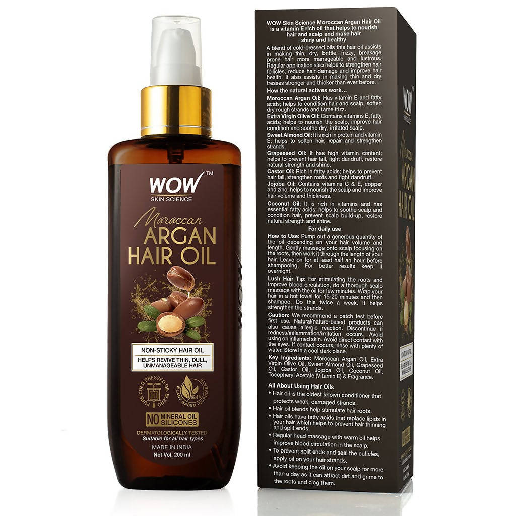 Wow Skin Science Moroccan Argan Hair Oil - Drmedicart