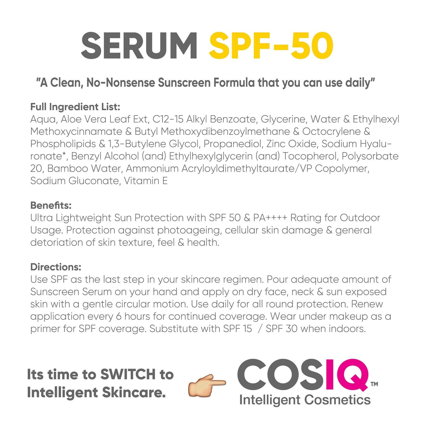 Cos-IQ Outdoor Sunscreen Serum SPF 50 PA++++
