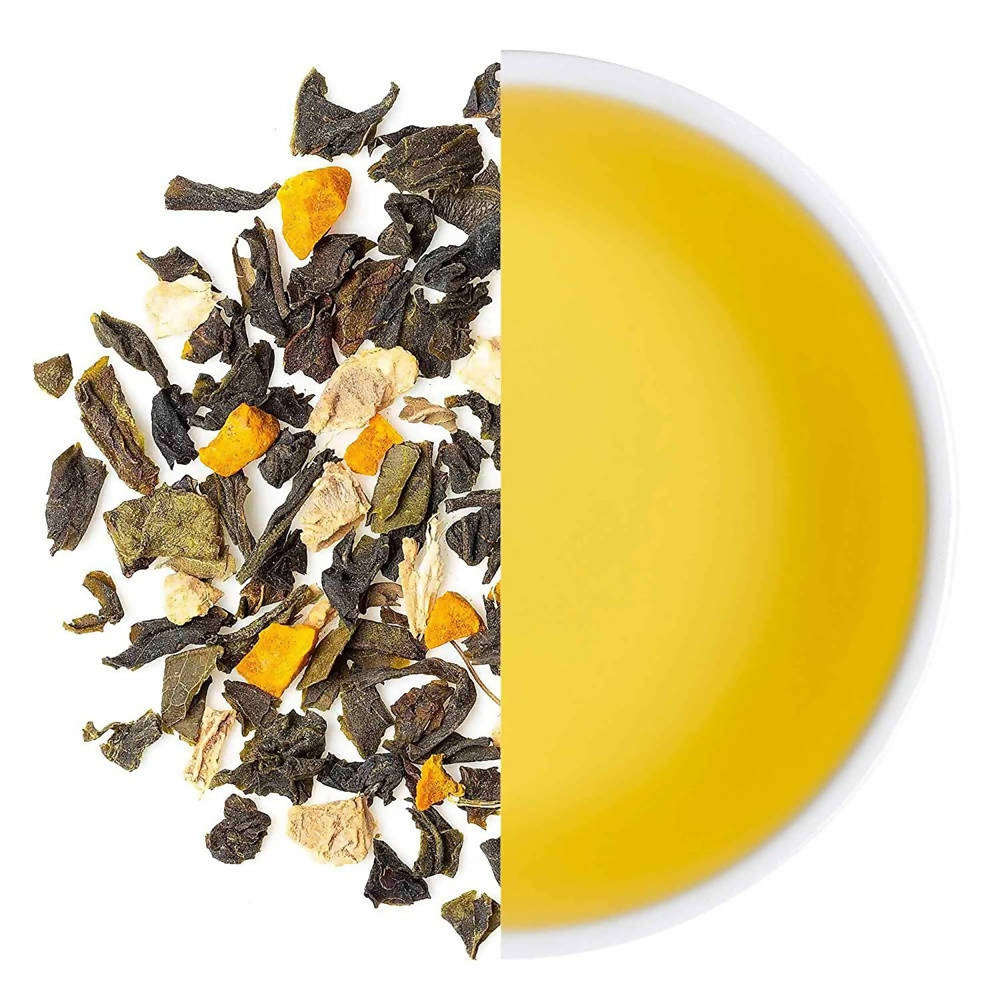 Teabox Organic Turmeric Ginger Tulsi Green Tea Loose Leaves - Drmedicart