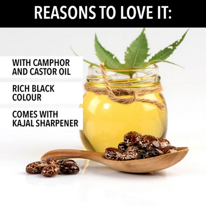 Blue Heaven Get Bold Pencil Kajal With Free Sharperner Or Comphor & Castor Oil - Black