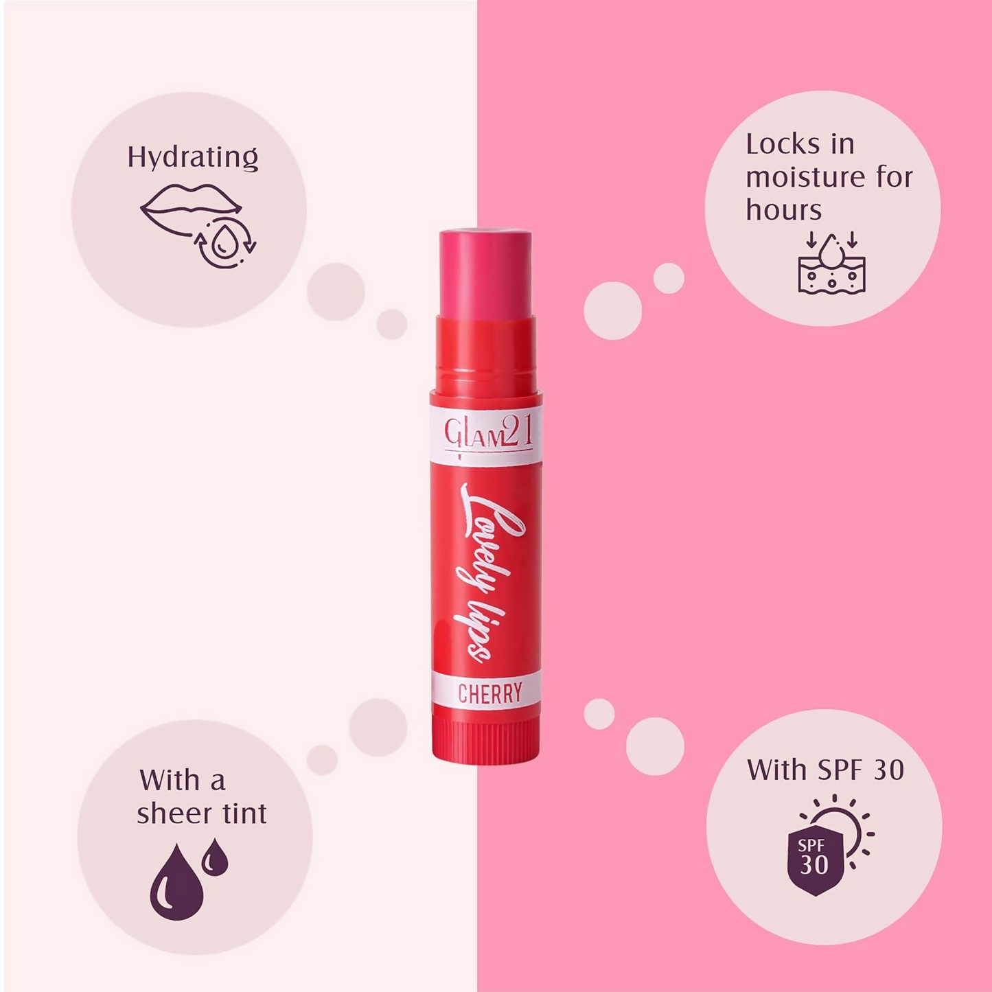 Glam21 Moisturizing Lip Balm Fruit Extract & Infused Active Ingredients - Cherry