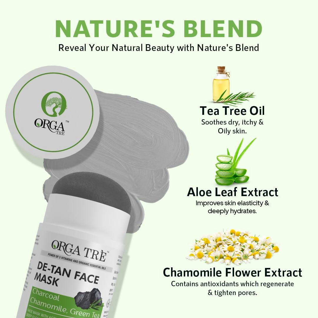 Orgatre Detan Face Mask Stick For Men & Women With Green Tea Chamomile For Tan