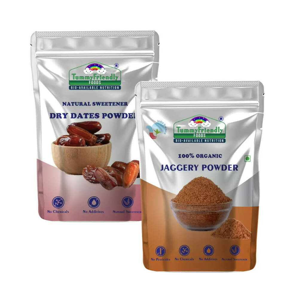 Buy TummyFriendly Foods Natural Sweeteners Premium Dates, Organic Jaggery Powder Combo from DrMediCart, Ship from India to USA