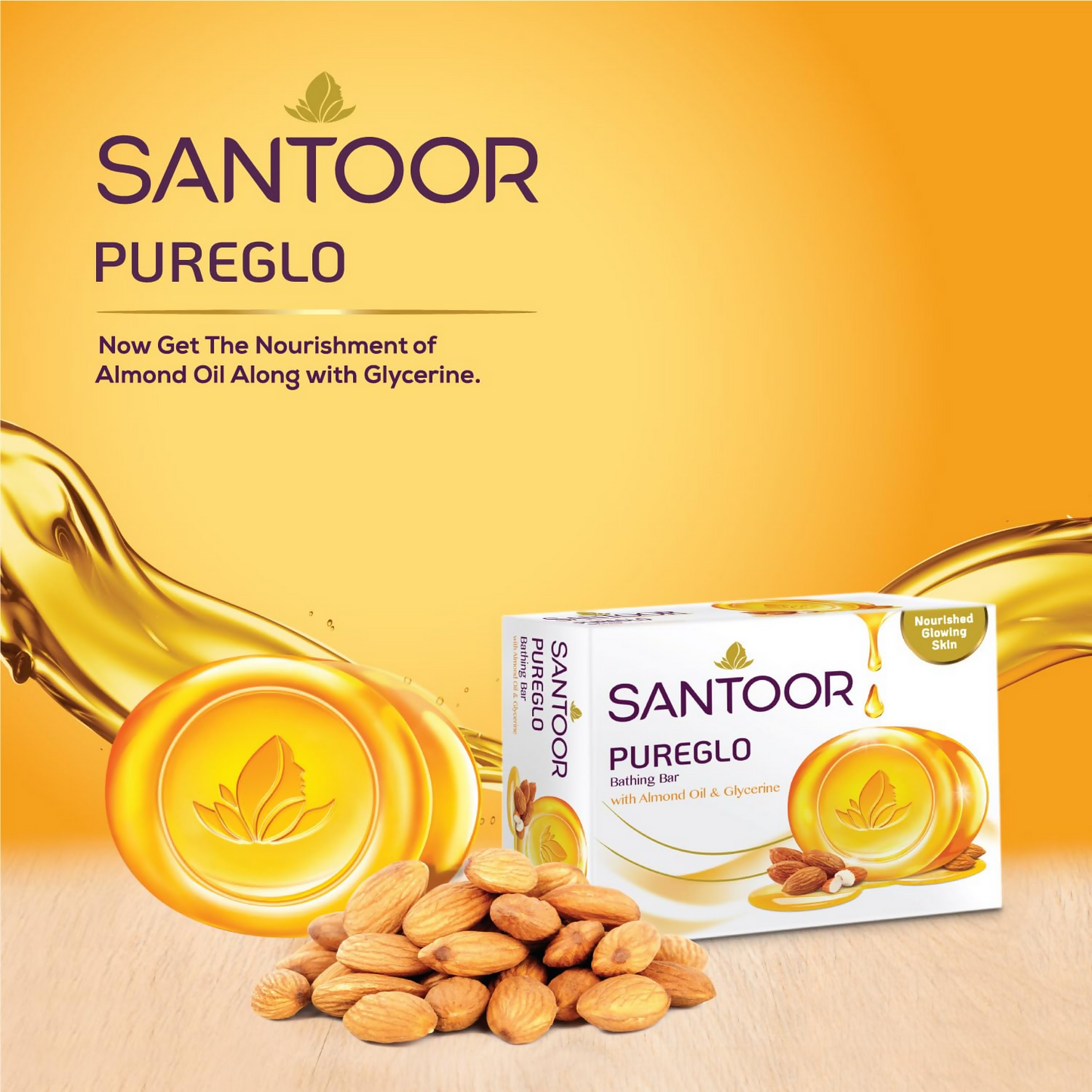 Santoor PureGlo Glycerine Soap with Almond Oil And Glycerine