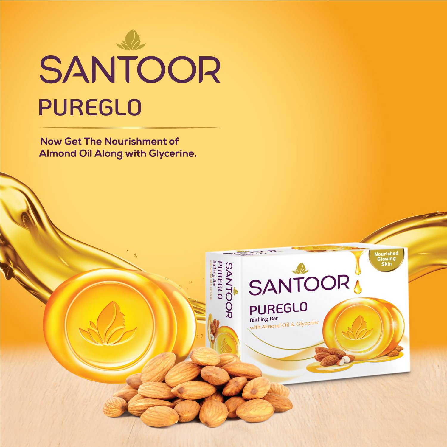 Santoor PureGlo Glycerine Soap with Almond Oil And Glycerine