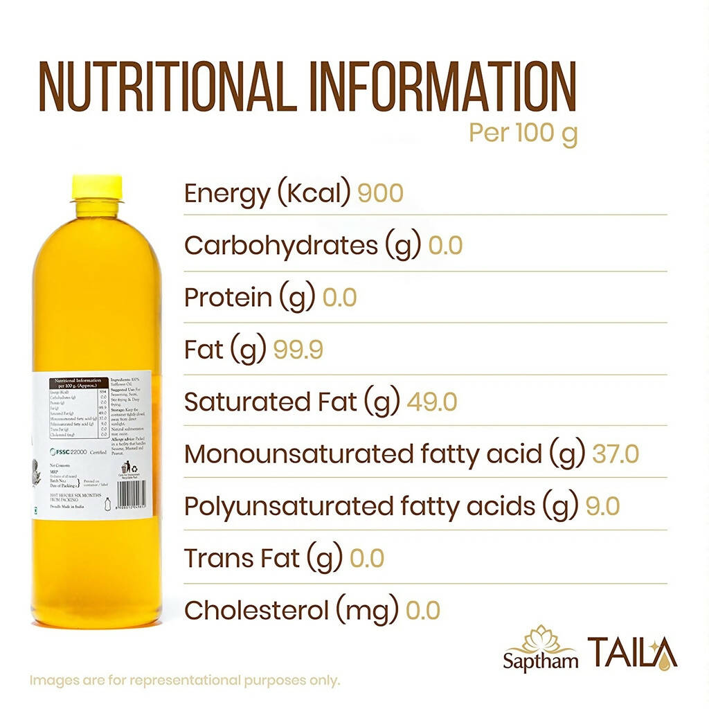 Saptham Taila 100% Wood Pressed Safflower Oil