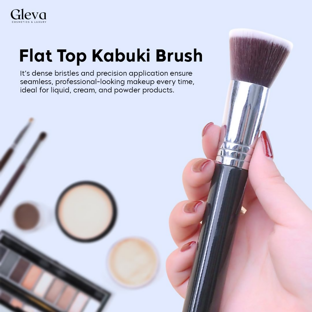Gleva Flat Top Kabuki Foundation Makeup Brush Black