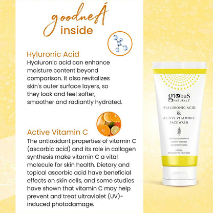 Globus Naturals Anti-Ageing Face Wash with Hyaluronic Acid and Vitamin C