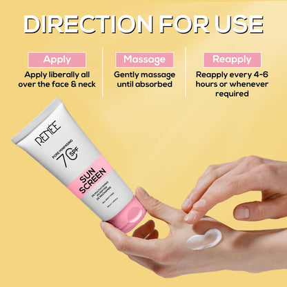 Renee Pore Minimizing Sunscreen SPF 70 With 2% Niacinamide, 2% Peptide & 3% Multivitamins
