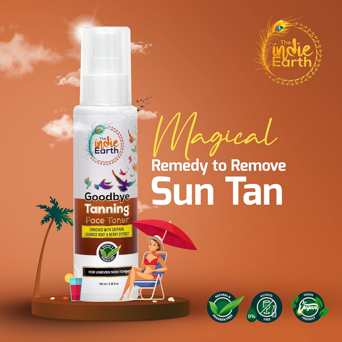 The Indie Earth Goodbye Tanning (Skin Brightening) Face Toner
