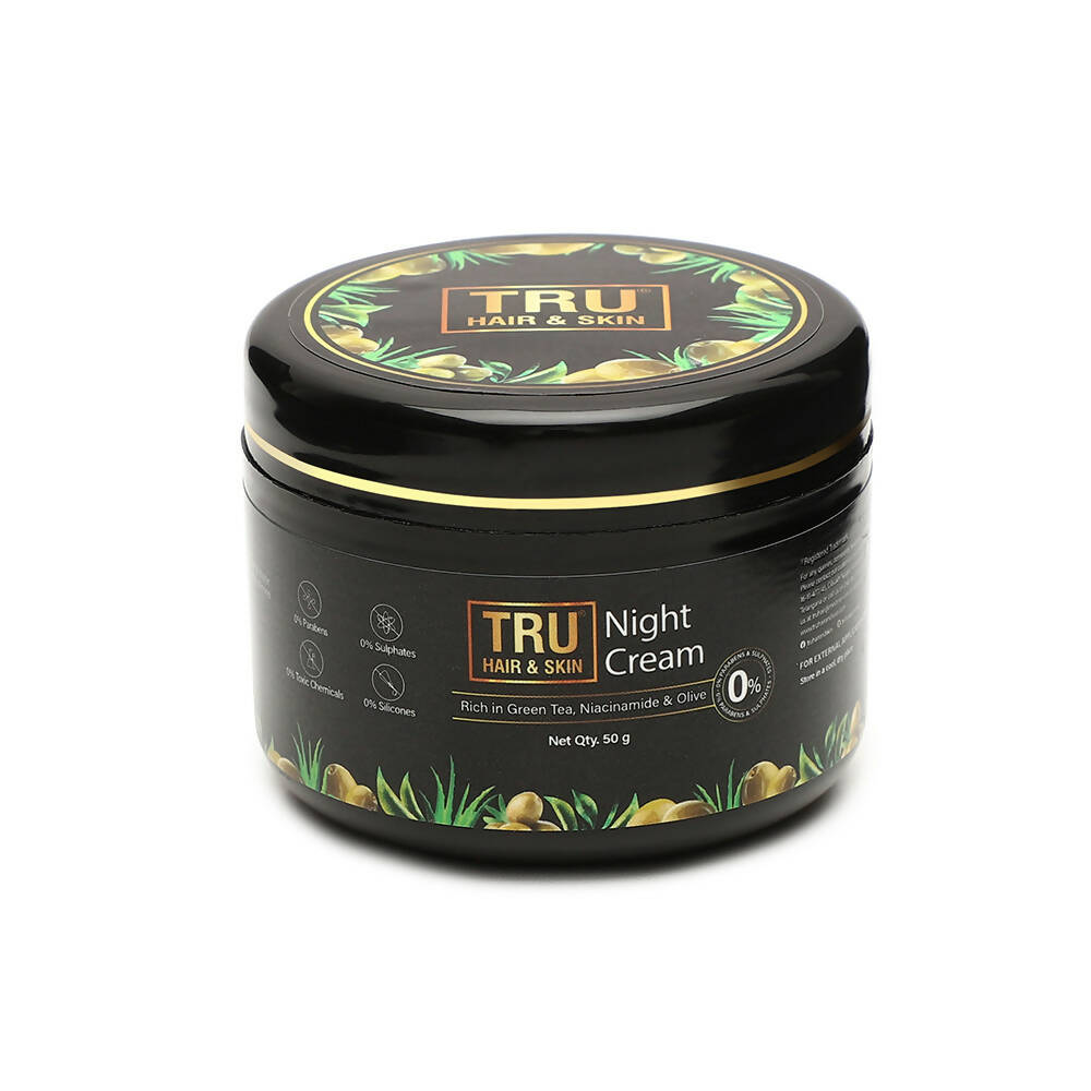 Tru Hair & Skin Night Cream With Green Tea, Niacinamide & Olive