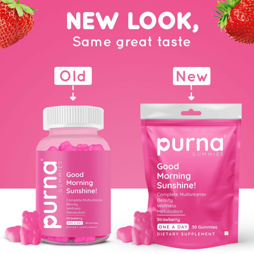 Purna Gummies Multivitamin Strawberry Gummies with Vitamins & Minerals