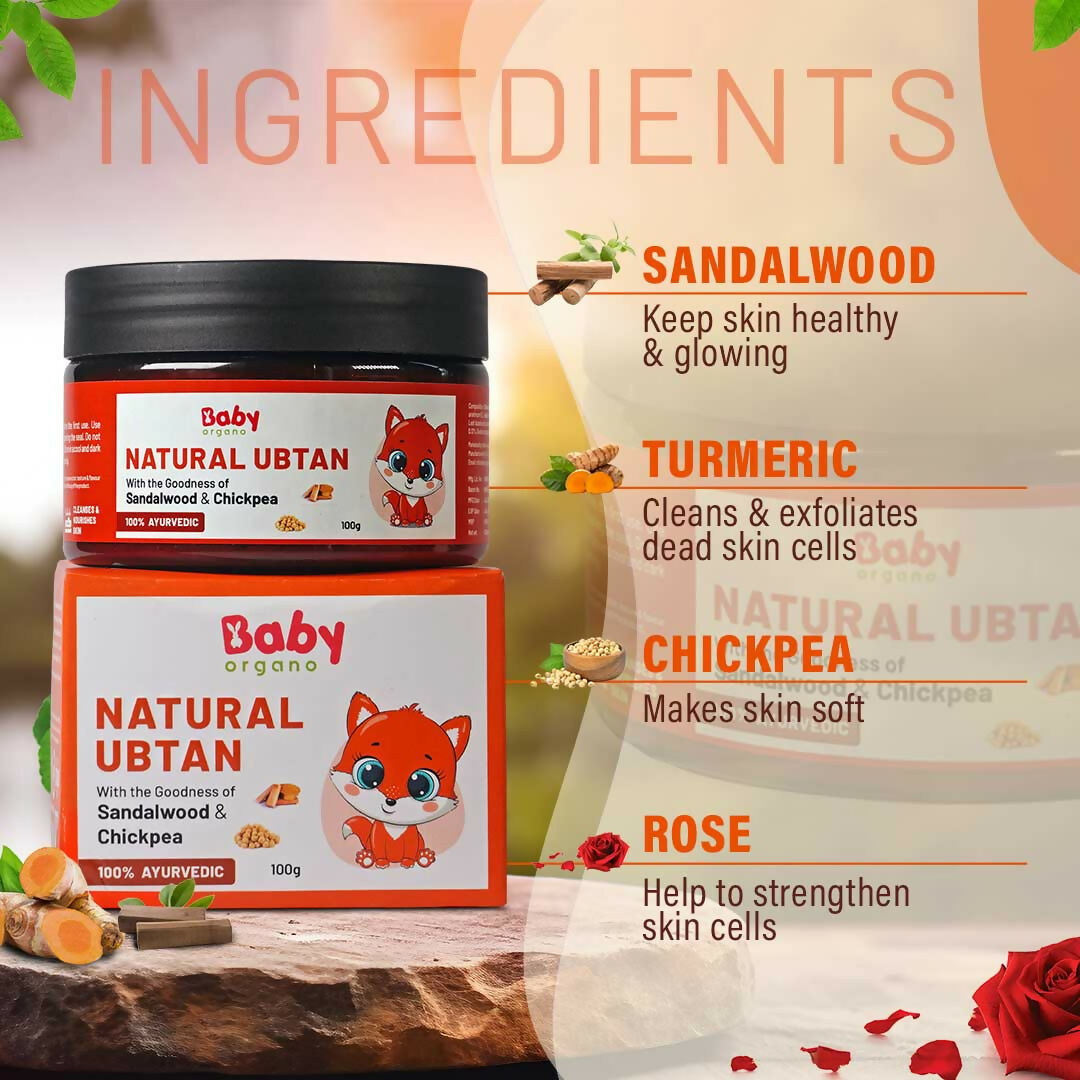 Babyorgano Natural Ubtan Face Pack, Skin Lightening and Tan Removal For Babies