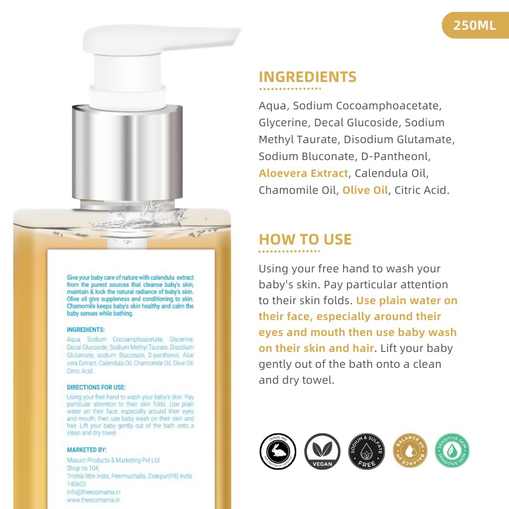 The Eco Mama Baby Body Wash With Aloe Vera Extract, Calendula & Olive Oil