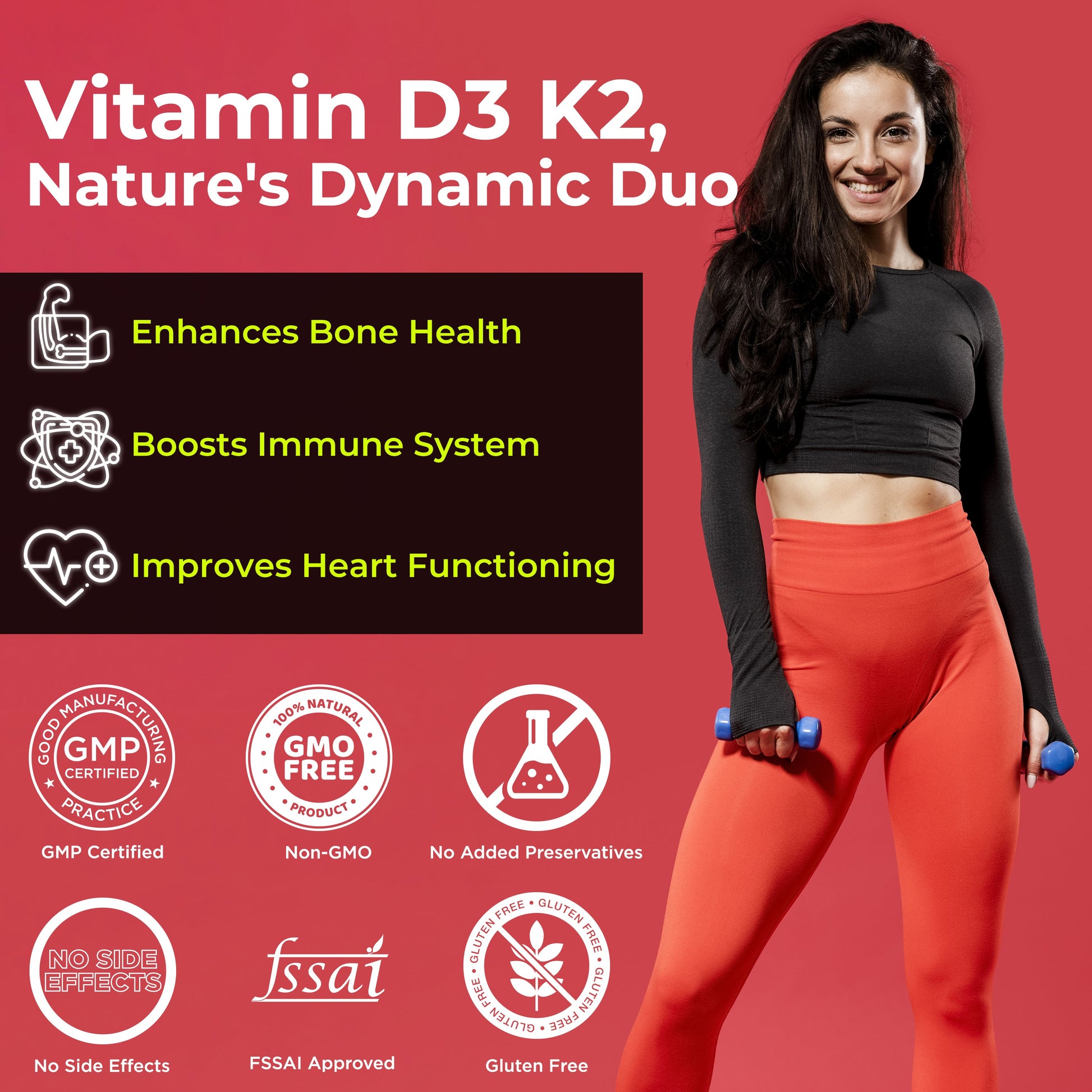 Health Veda Organics Vitamin D3 + K2 Healthy Bones Tablets