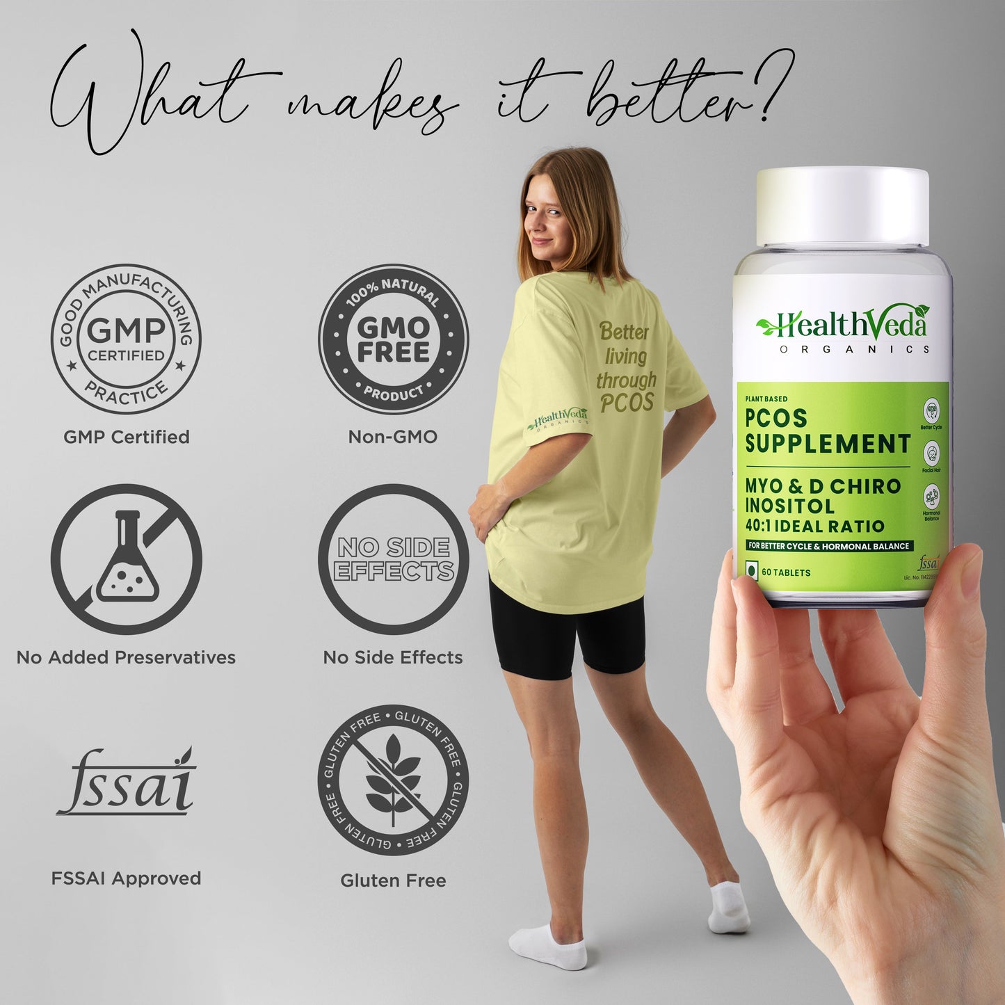 Health Veda Organics Plant Based PCOS Multivitamin Supplement Tablets