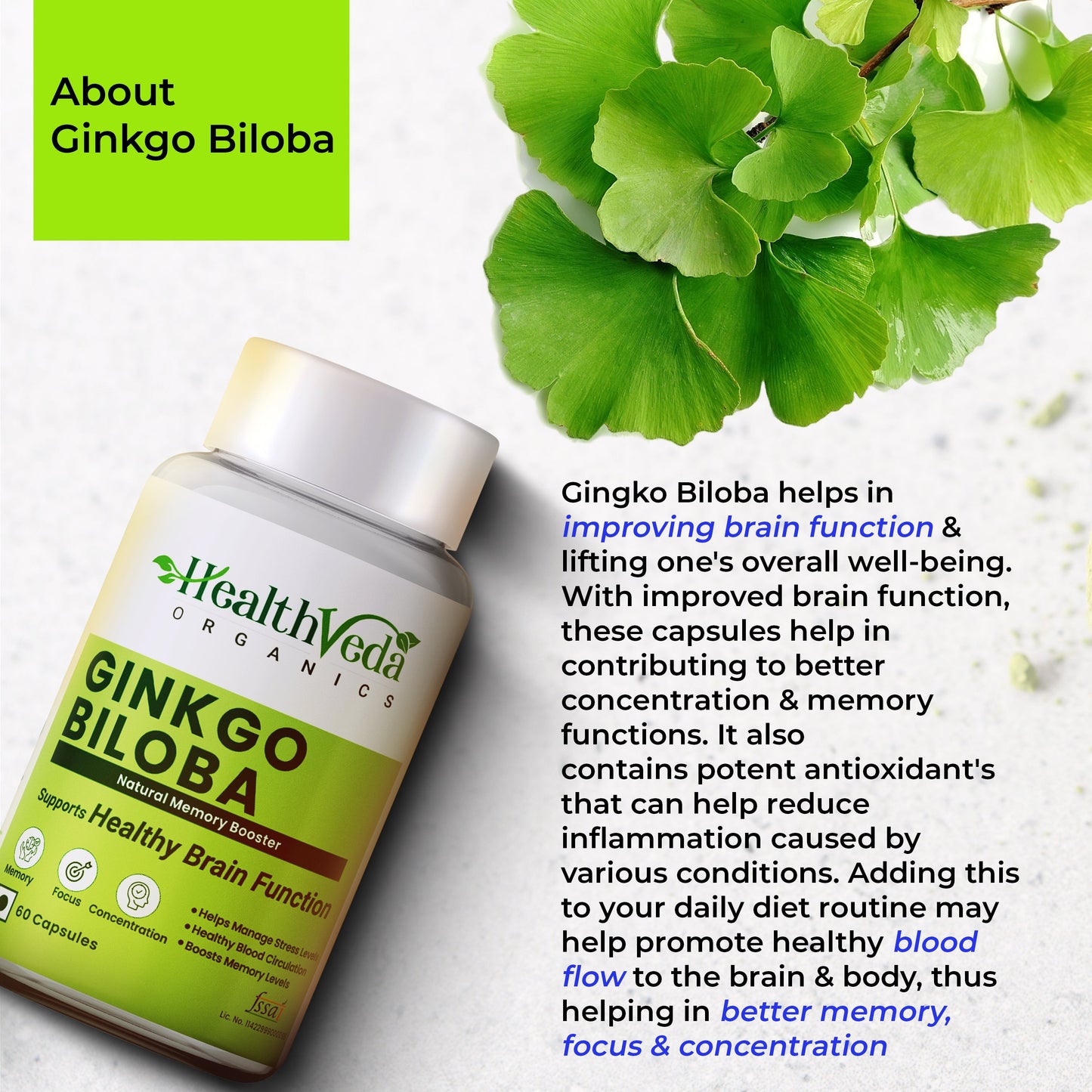 Health Veda Organics Ginkgo Biloba Capsules