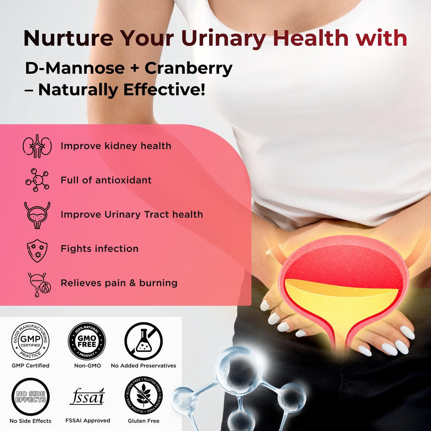 Health Veda Organics D-Mannose + Cranberry Extract Tablets