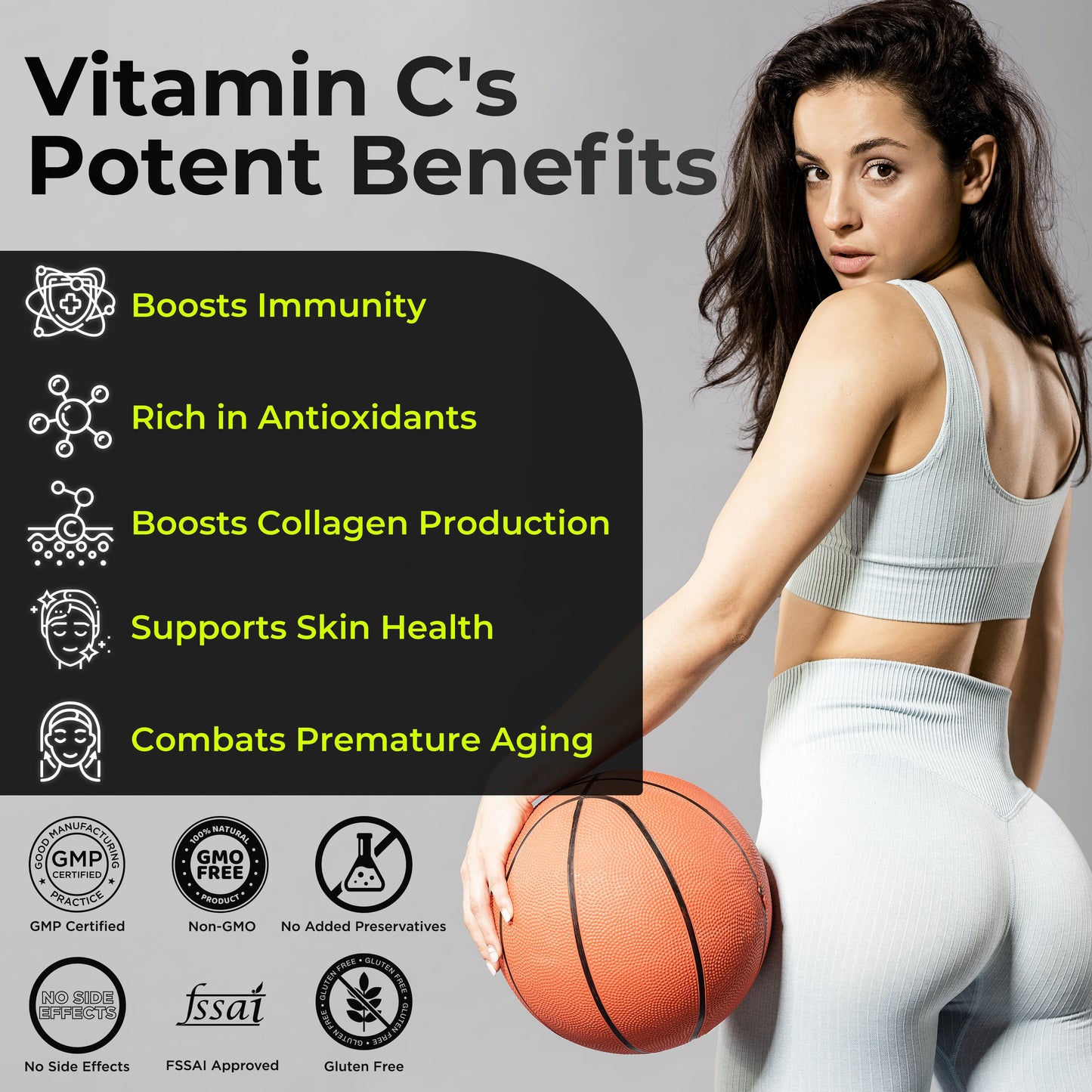 Health Veda Organics Natural Vitamin C Tablets For Skin & Health