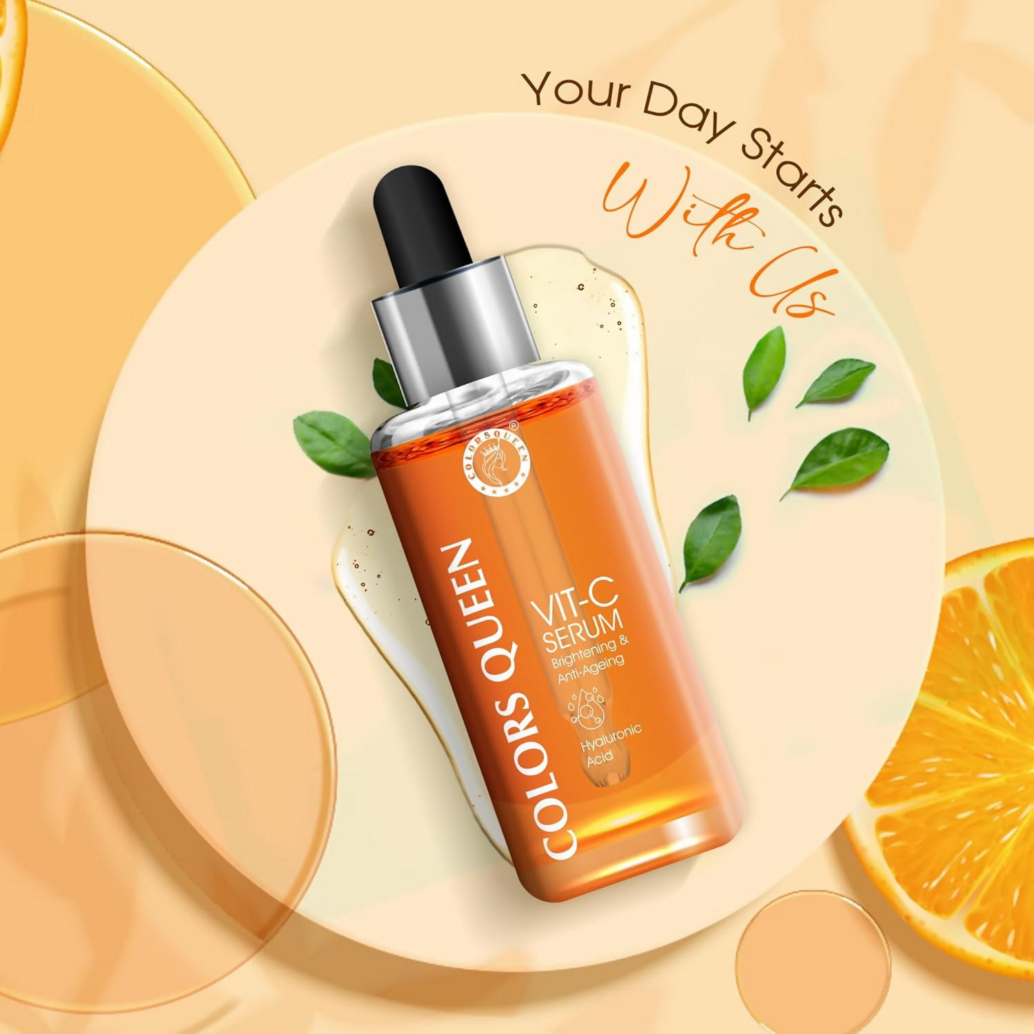 Colors Queen Vitamin C Face Serum For Glowing Skin With Hyaluronic Acid