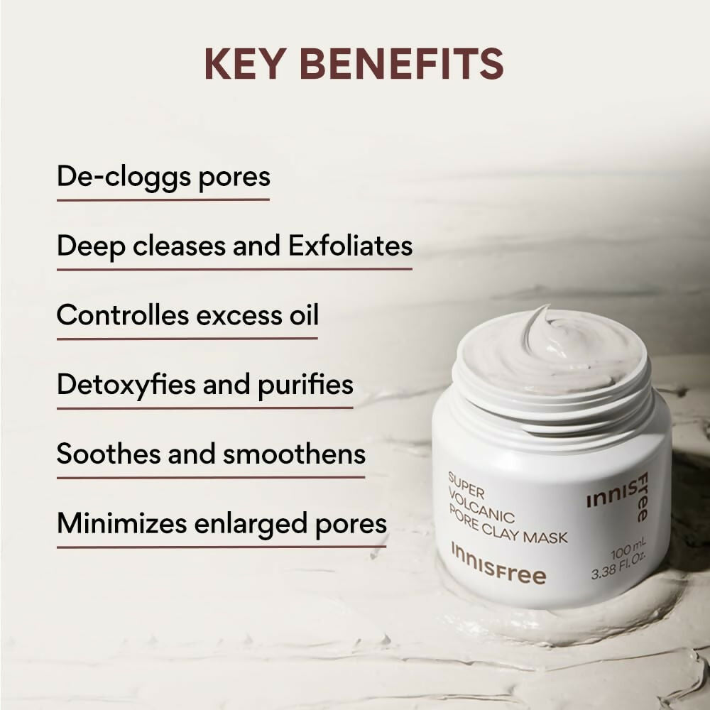 Innisfree Super Volcanic Pore Clay Mask 2X & Green Tea Foam Cleanser Combo