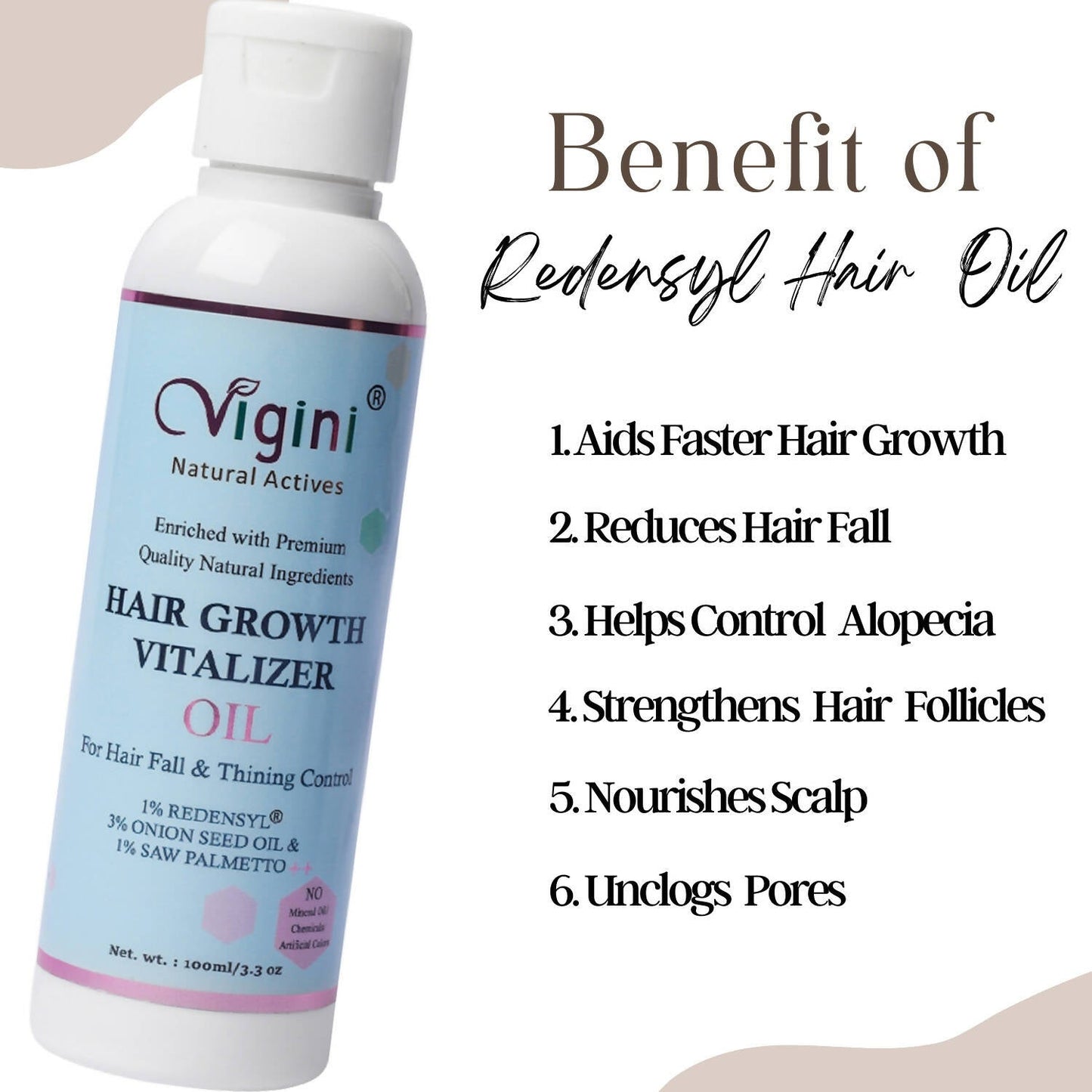 Vigini 1% Redensyl Hair Growth Vitalizer Hair Care Tonic Oil for Men Women - Drmedicart
