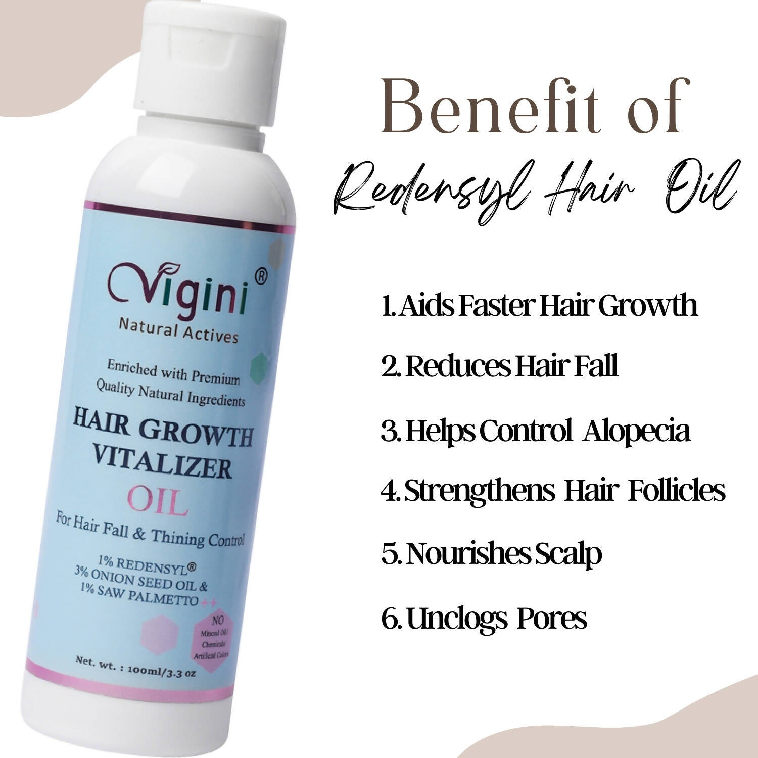 Vigini 1% Redensyl Hair Growth Vitalizer Hair Care Tonic Oil for Men Women - Drmedicart