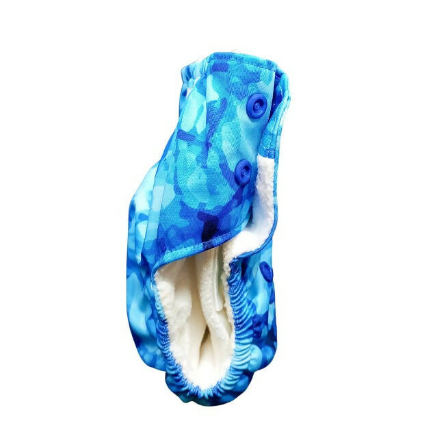 Kindermum Nano Pro Aio Cloth Diaper (With 2 Organic Inserts And Power Booster)- Aqua For Kids