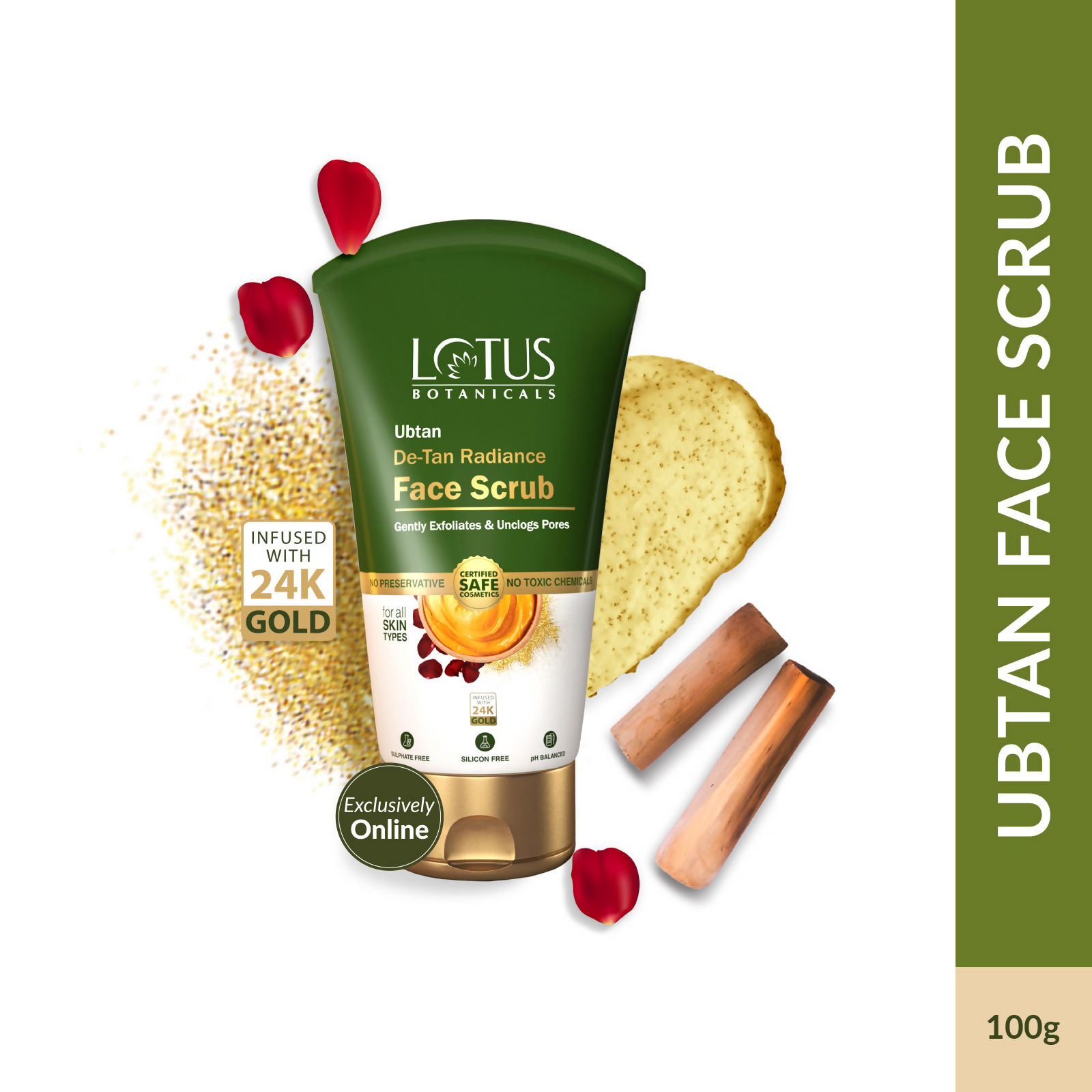 Lotus Botanicals Ubtan De-Tan Radiance Face ScrubInfused with 24K Gold For Gentle Exfoliation