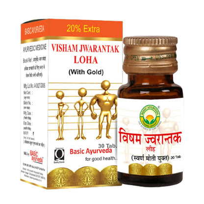 Buy Basic Ayurveda Visham Jwarantak Loha (With Gold) Tablet from DrMediCart, Ship from India to USA