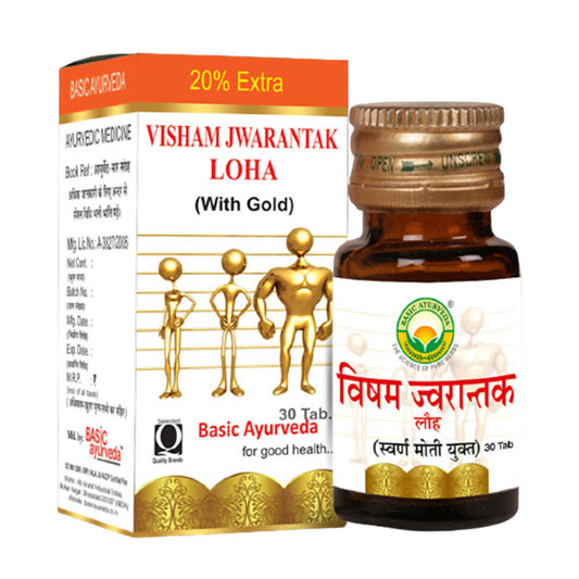 Buy Basic Ayurveda Visham Jwarantak Loha (With Gold) Tablet from DrMediCart, Ship from India to USA