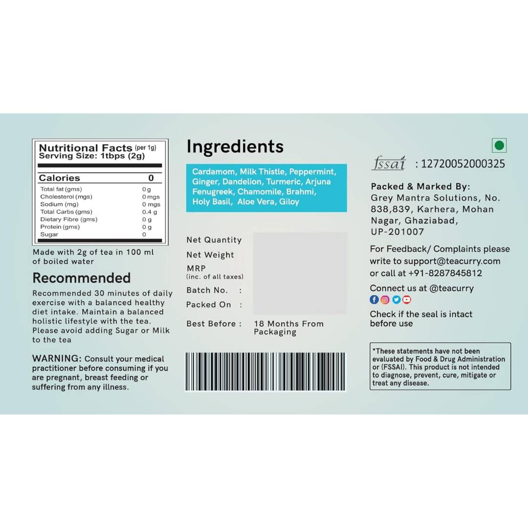 Teacurry Fatty Liver Tea Bags - Drmedicart
