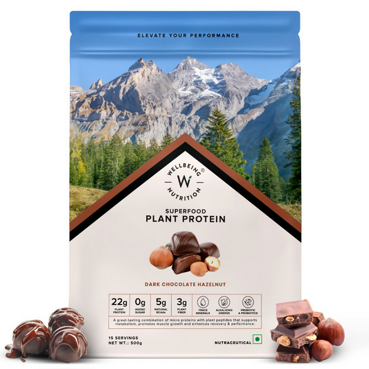 Wellbeing Nutrition Organic Plant Protein Isolate Dark Chocolate Hazelnut, 3B CFU Probiotics