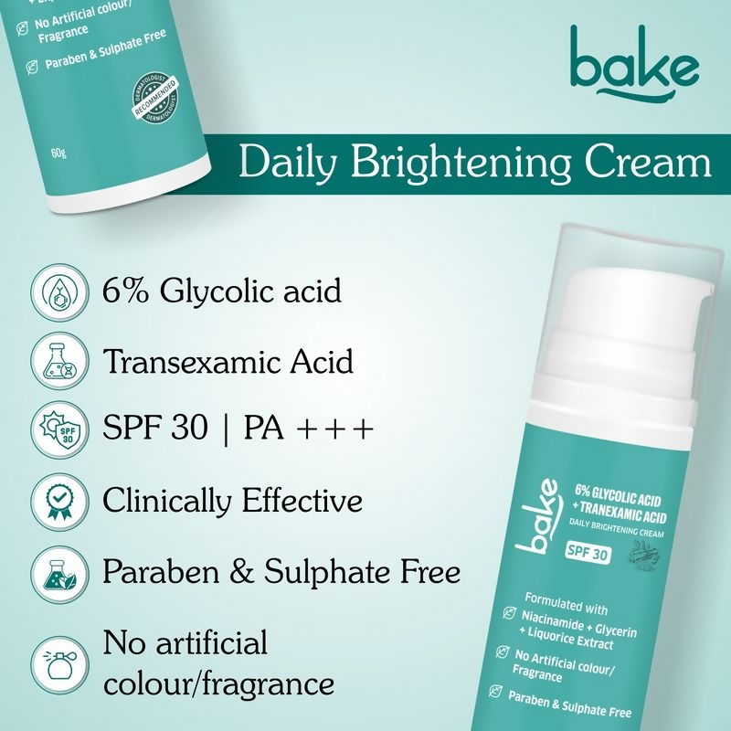 Bake 6% Glycolic + Tranexamic Acid Cream Spf 30 Pa+++ For Pigmentation & Daily Brightening Cream