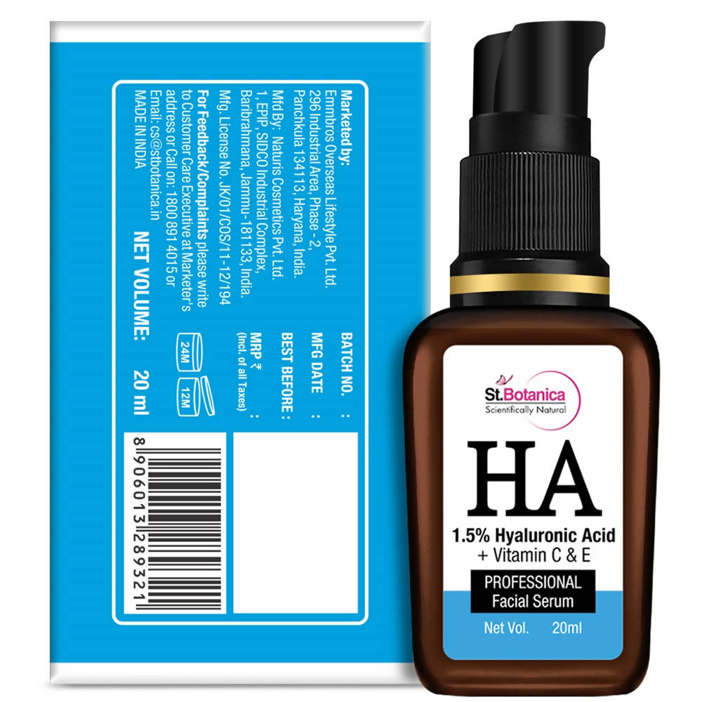 St.Botanica Hyaluronic Acid 1.5% + Vitamin C & E Professional Facial Serum