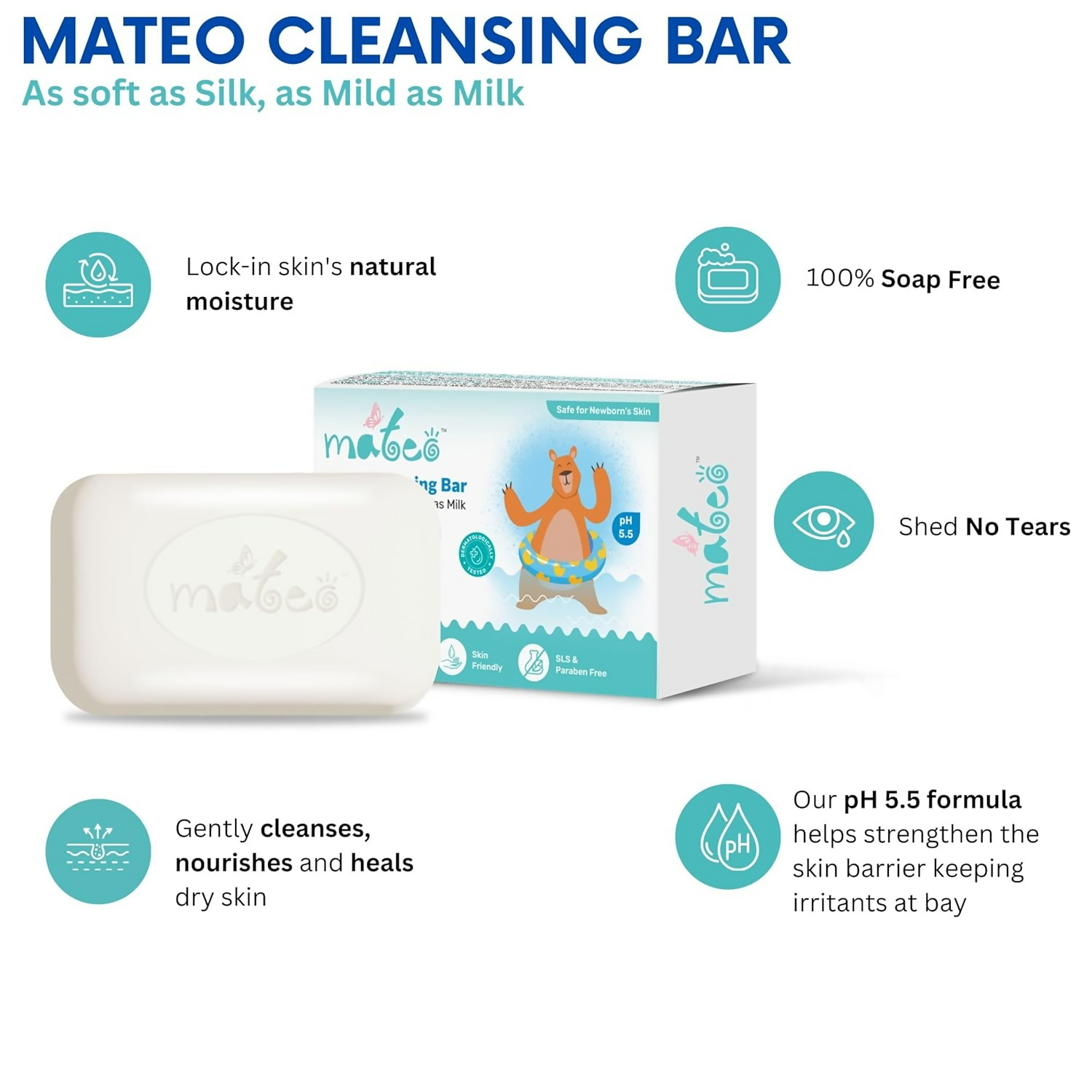 Mateo Baby Cleansing Bar With Vitamin E & Glycerin