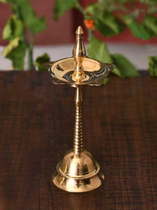 Buy CraftVatika Gold-Toned Fancy Kerala Diya Oil Lamp Stand For Puja Diwali