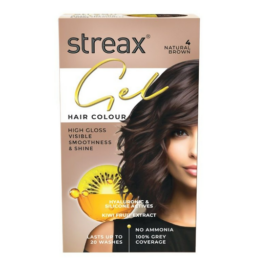 Streax Gel No Ammonia 100% Grey Coverage Hair Color - Natural Brown 4