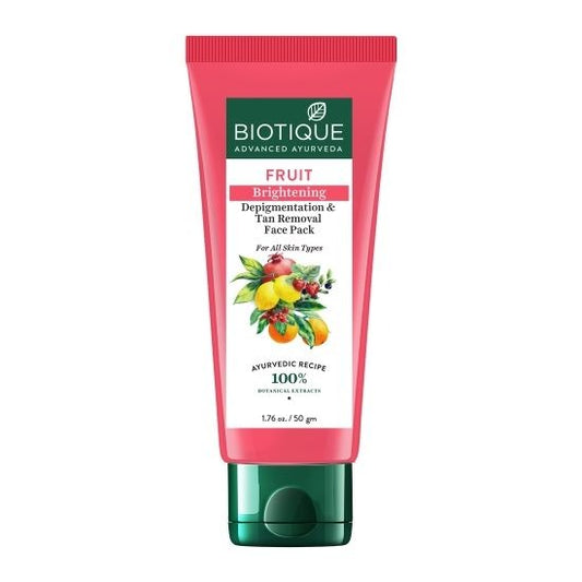 Buy Biotique Advanced Ayurveda Fruit Brightening Depigmentation & Tan Removal Face Pack from DrMediCart, Ship from India to USA