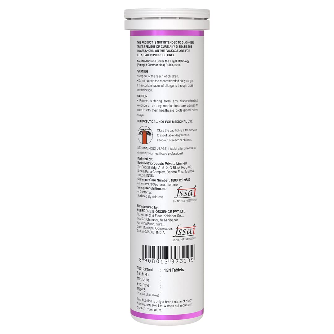 Pure Nutrition Glutathione 500mg with Vitamin C & Saffron Effervescent Tablets
